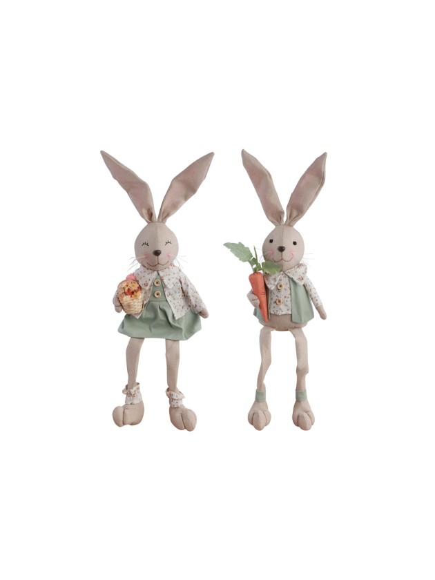SITTING SAGE GREEN RABBIT CHARLIE 2 ASS 19CM X 10CM X 68CM
