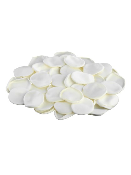 BAG OF 50 IVORY SATIN ROSE PETALS AROUND 3CM X 4CM