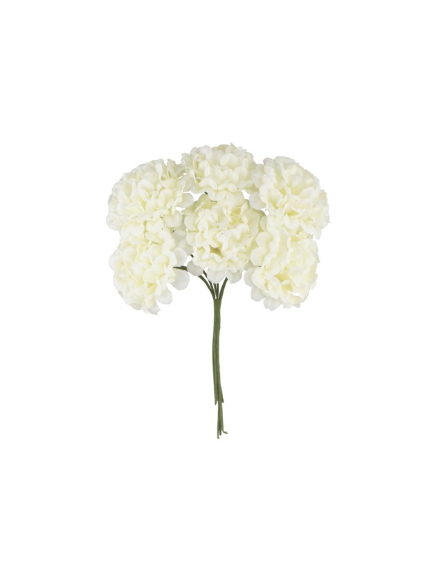 6 IVORY MINI HYDRANGEA 10CM X 4CM X 14CM