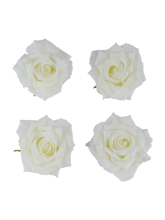 4 IVORY ROSE HEADS DIA 9.5CM X 5.5CM