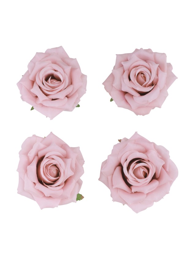 4 PINK ROSE HEADS DIA 9.5CM X 5.5CM