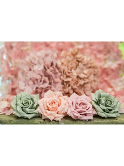 4 TETES DE ROSE ROSE PASTEL DIA 9.5CM X 5.5CM