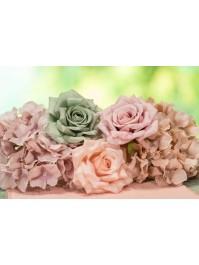 4 TETES DE ROSE VERT SAUGE DIA 9.5CM X 5.5CM