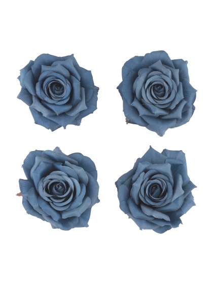 4 TETES DE ROSE BLEU DENIM DIA 9.5CM X 5.5CM