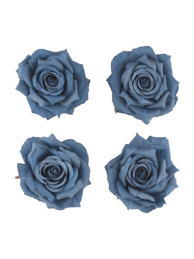 4 TETES DE ROSE BLEU DENIM DIA 9.5CM X 5.5CM