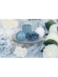 4 DENIM BLUE ROSE HEADS DIA 9.5CM X 5.5CM