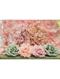 4 TETES DE ROSE PECHE DIA 9.5CM X 5.5CM