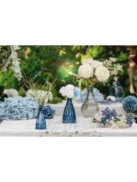 DENIM BLUE GLASS ALEXANDRINE VASE DIA 6.8CM X 14.5CM