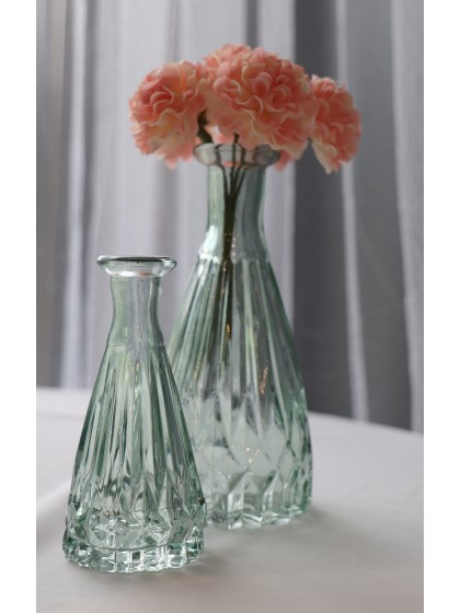 MINI SAGE GREEN GLASS ALEXANDRINE VASE DIA 5CM X 10.7CM