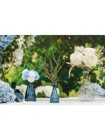 MINI VASE ALEXANDRINE VERRE BLEU DENIM DIA 5CM X 10.7CM