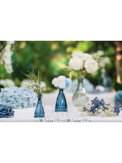 MINI VASE ALEXANDRINE VERRE BLEU DENIM DIA 5CM X 10.7CM