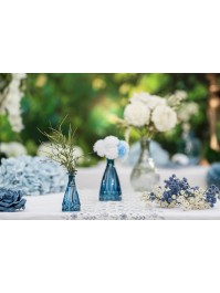 MINI DENIM BLUE GLASS ALEXANDRINE VASE DIA 5CM X 10.7CM