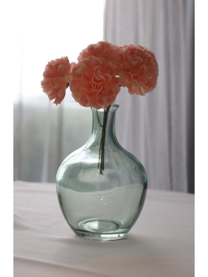 MINI SAGE GREEN GLASS JEANNETTE VASE DIA 7.5CM X 11CM