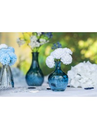 MINI DENIM BLUE GLASS JEANNETTE VASE DIA 7.5CM X 11CM