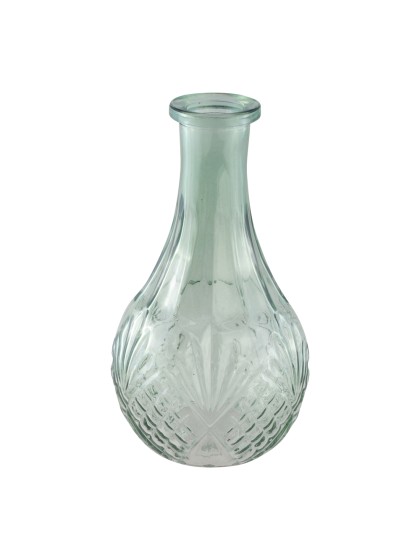 SAGE GREEN GLASS CATHERINE VASE DIA 10CM X 18CM