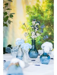 DENIM BLUE GLASS CATHERINE VASE DIA 10CM X 18CM