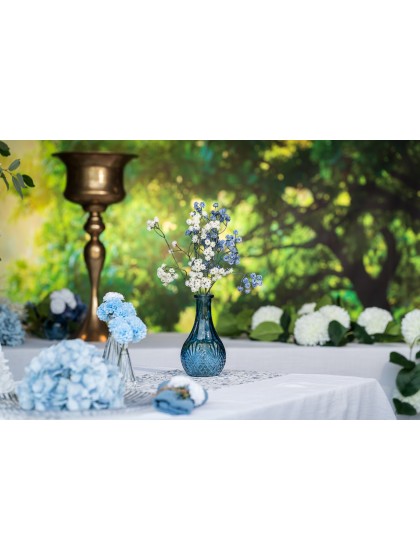 DENIM BLUE GLASS CATHERINE VASE DIA 10CM X 18CM