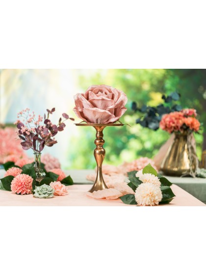 CENTRE DE TABLE PLATEAU MAJESTIC OR MAT BROSSE DIA 25CM X 34CM