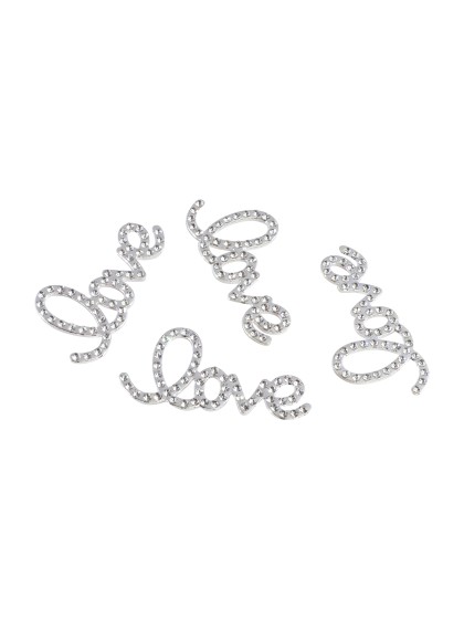 4 LETTRES METAL DIAMANT LOVE ARGENT 4CM X 2.2CM X 0.2CM