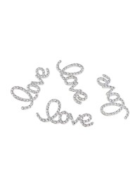 4 SILVER METAL LETTERS LOVE DIAMOND 4CM X 2.2CM X 0.2CM