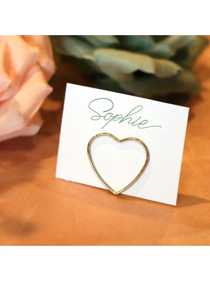 6 METAL GOLDEN HEART PLACE HOLDERS 3CM X 2.6CM / 1.2MM