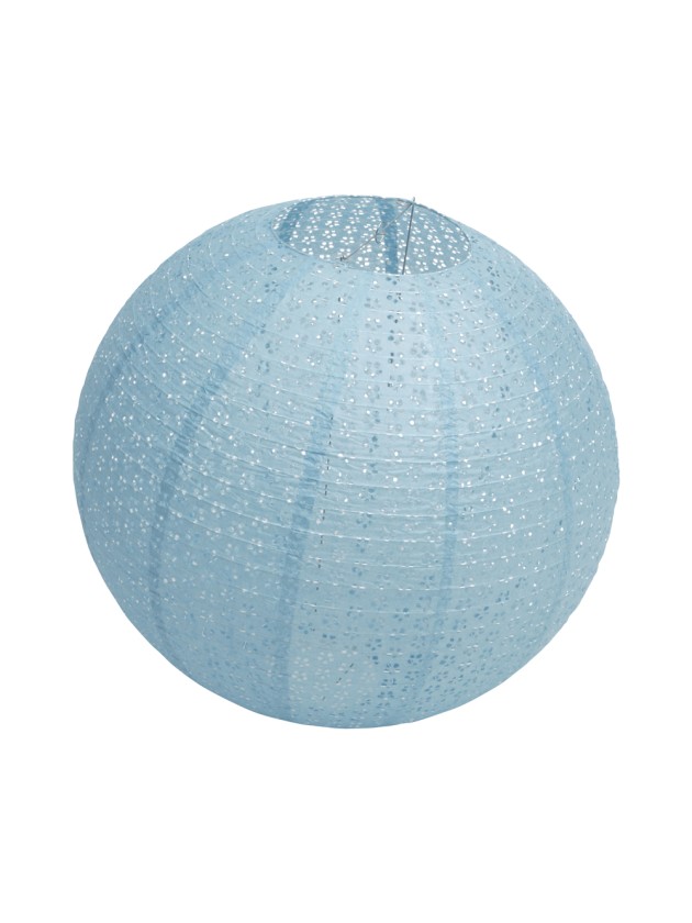 LANTERNE PAPIER GM FLEURS AJOUREES BLEU ACIER DIA 60CM X 56CM