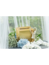 URNE MARIAGE BASIQUE PLIABLE OR MAT 23CM X 23CM X 23CM