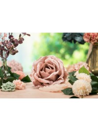 TETE DE ROSE VELOURS ROSE POUDRE DIA 28CM X 18CM
