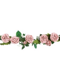 CENTRE DE TABLE ROSES LUXE VELOURS ROSE POUDRE DIA 20CM X 2M