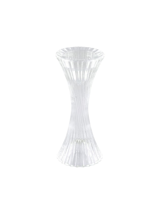 GLASS DOUBLE TAPER CANDLEHOLDER HYPERBOLE DIA 7CM X 16.5CM