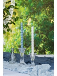 GLASS DOUBLE TAPER CANDLEHOLDER HYPERBOLE DIA 7CM X 16.5CM