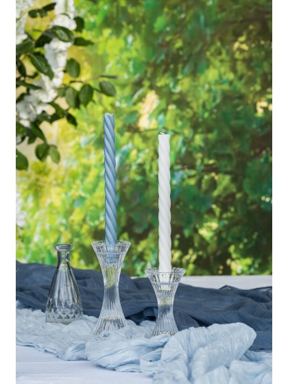 GLASS DOUBLE TAPER CANDLEHOLDER HYPERBOLE DIA 7CM X 13CM