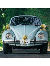 KIT VOITURE 5 PIECES BLANC NOEUD OR 