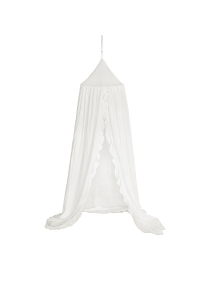 CANOPY RECEPTION TISSU BLANC AVEC FRANGES DIA 56CM X 230CM