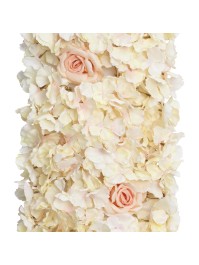 CENTRE DE TABLE FLORAL HORTENSIAS ROSES BLANC/ROSE 30CM X 2M