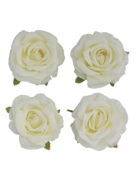 4 TETES DE ROSE IVOIRE DIA 11CM X 6CM