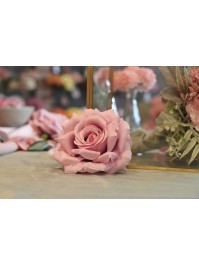 4 TETES DE ROSE VIEUX ROSE DIA 11CM X 6CM