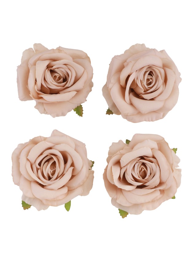 4 TETES DE ROSE ROSE POUDRE DIA 11CM X 6CM