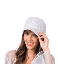 CASQUETTE BLANCHE AVEC STRASS DIAMOND TU