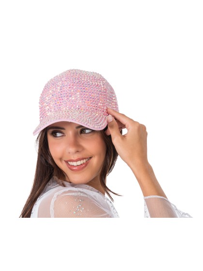 CASQUETTE ROSE AVEC STRASS DIAMOND TU