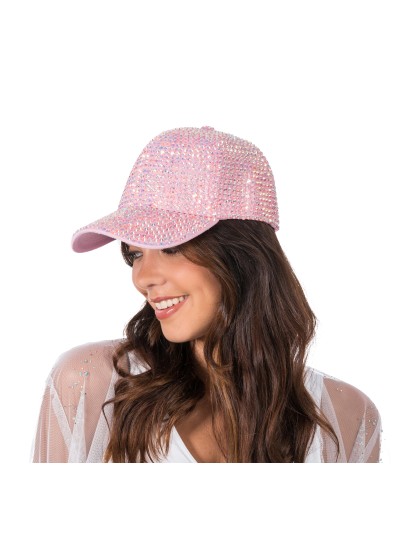 CASQUETTE ROSE AVEC STRASS DIAMOND TU