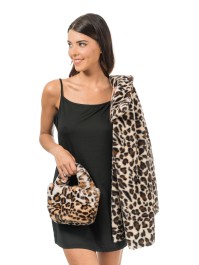 SAC FAUSSE FOURRURE LEOPARD 22CM X 12CM X 22CM