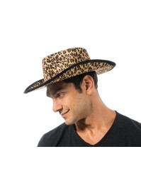 CHAPEAU DE COWBOY LEOPARD TU - avec elastique intérieur