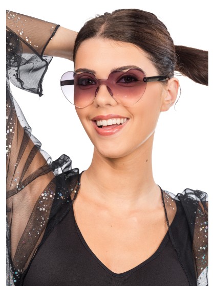 BLACK PLASTIC HEART SHAPED GLASSES 14CM X 14CM X 5.5CM