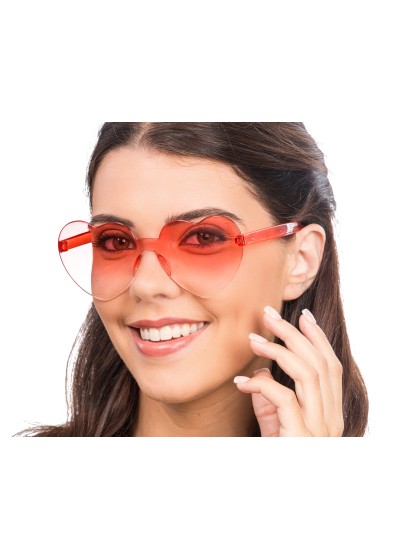 RED PLASTIC HEART SHAPED GLASSES 14CM X 14CM X 5.5CM