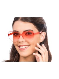 RED PLASTIC HEART SHAPED GLASSES 14CM X 14CM X 5.5CM