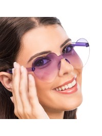 PURPLE PLASTIC HEART SHAPED GLASSES 14CM X 14CM X 5.5CM