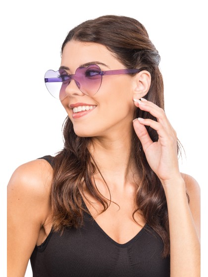 LUNETTES PLASTIQUE FORME COEUR VERRES FUMES VIOLET 14CM X 14CM X 5.5CM