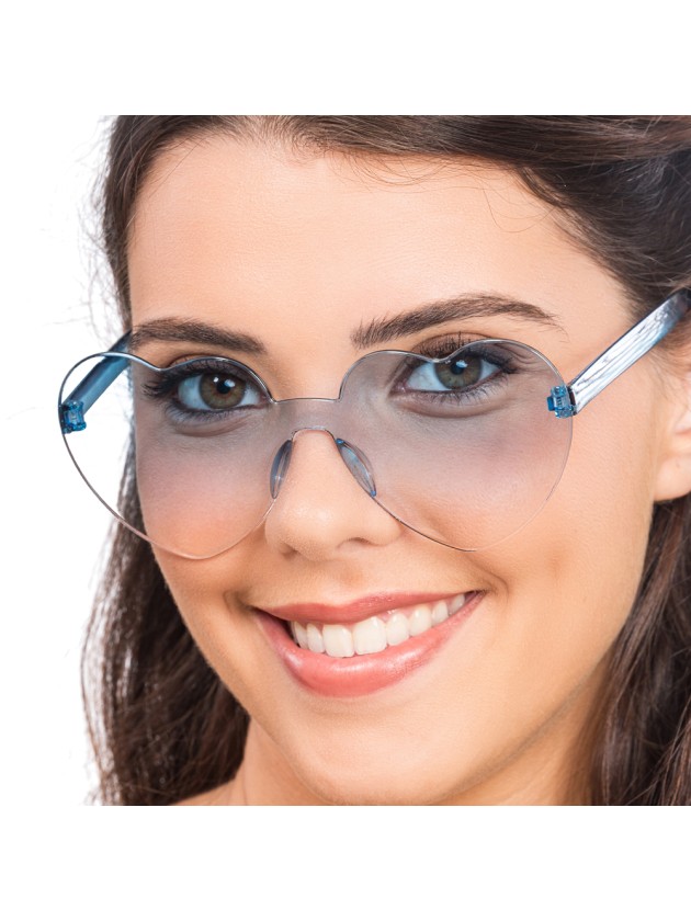 BLUE PLASTIC HEART SHAPED GLASSES 14CM X 14CM X 5.5CM