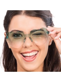 GREEN PLASTIC HEART SHAPED GLASSES 14CM X 14CM X 5.5CM